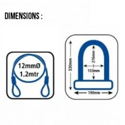 Antivol Vélo Combiné U Et Cable à Clefs - Oxford -Pièces détachées vélo Magasin antivol velo combine u et cable a clefs oxford full 3