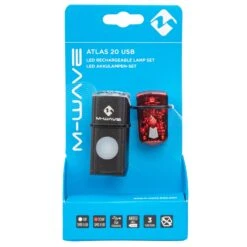 Set D'éclairages Vélo Avant Et Arrière à LED Rechargeables USB Atlas 20 M-Wave -Pièces détachées vélo Magasin feu arriere velo m wave atlas 20 packaging